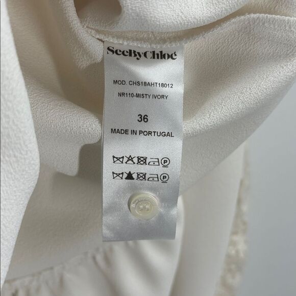 See By Chloe Top With Wide Lace Sleeves Size 36 - Picture 4 of 15